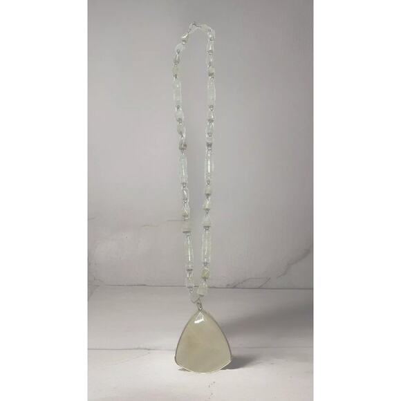 Unbranded Jewelry - Vintage Carved Aztec Sundial Pendant Mexican White Agate Etched Necklace